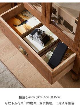 AJW式实木五斗柜复古储物柜带型门客美厅收柜子地中海餐纳边柜小