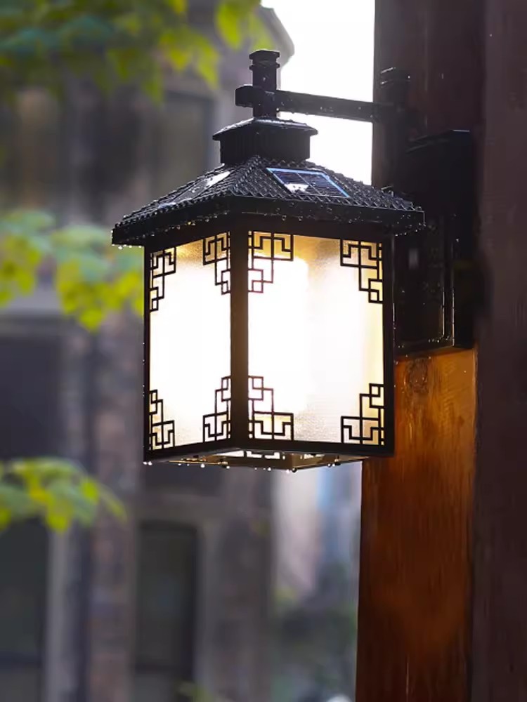 太阳能防水新中式仿古庭院壁灯