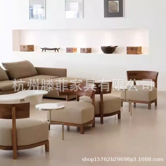 美式新古典实木布艺客厅沙发椅