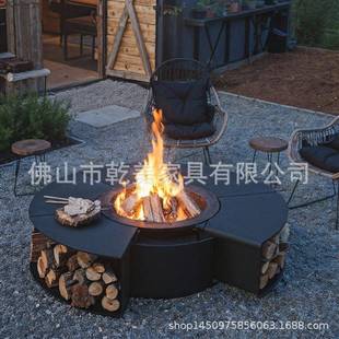 乾美艺术真火燃木酒精壁炉别墅大院户外野营真火仿真火装 饰取暖炉