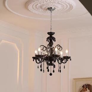 复古法式黑色客厅吊灯水晶房间主灯轻奢欧式高端大灯大气餐厅灯具