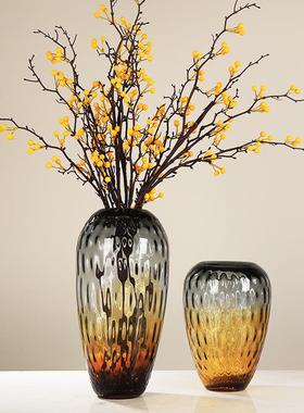 现代轻奢琉璃玻璃花瓶琥珀色美式创意蜂窝花器摆件客厅酒店插花装