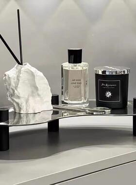 现代简约创意不锈钢托盘桌面软装饰品客厅茶几玄关办公室家居摆件