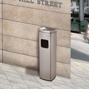 GNF南竖纹不锈钢烟灰柱落地烟蒂柱立式烟灰缸灭烟柱吸烟区灭烟桶