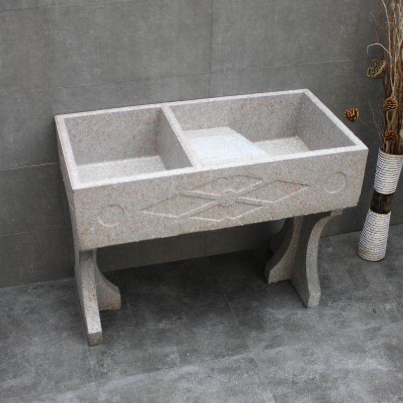 阳台水泥洗衣池带搓衣板仿石头庭院大理石洗衣台家用户外水泥水槽