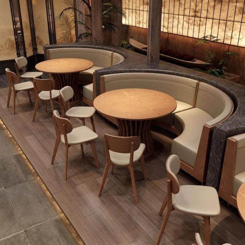 新中式主题餐厅半圆卡座茶餐厅茶楼卡座沙发湘菜饭店桌椅组合商用,住宅家具,餐桌+餐椅,淘宝优惠券,粉丝福利购,淘宝优惠卷