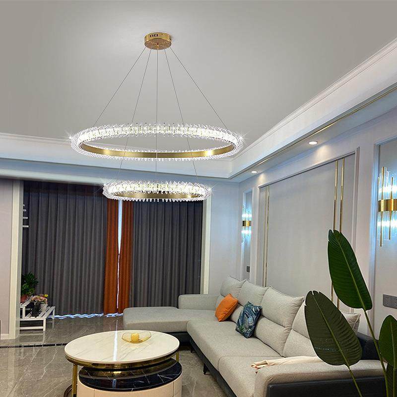 意式轻奢风水晶灯大客厅吊灯餐厅设计师款圆环卧室后现代简约灯具