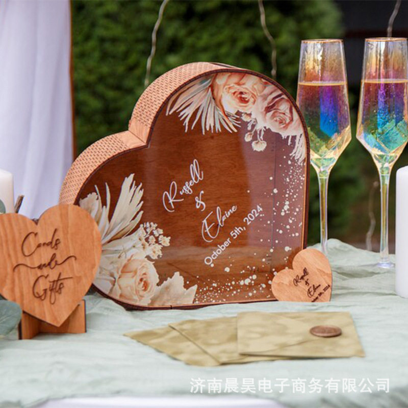 时尚个性化木质拱形盒亚克力与插槽设计婚礼派对祝福展示创意礼盒