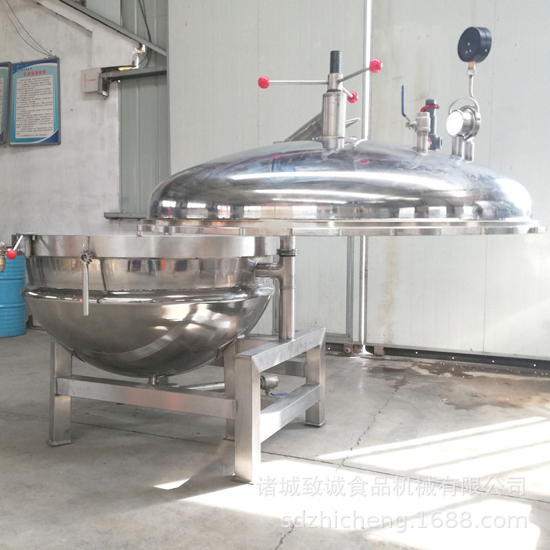 厂家 多种规格夹层锅 600L立式熬制设备 蒸汽红豆蒸煮锅