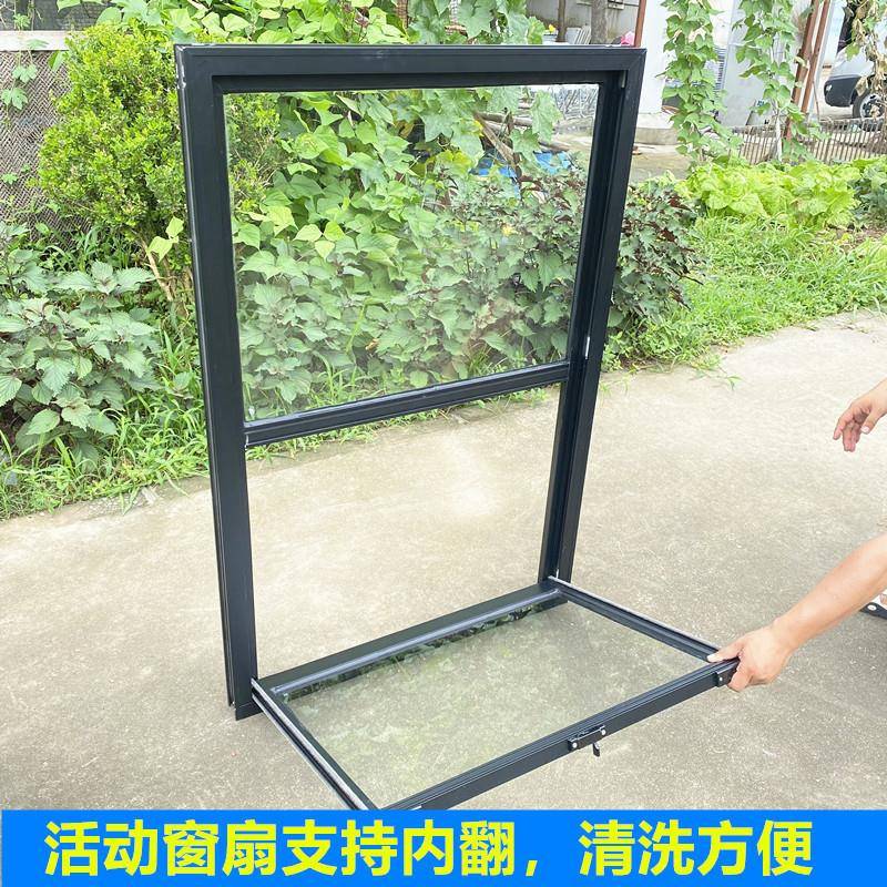 上下提拉窗美式推铝拉提升窗户传堂见详情菜口玻璃门通风合金食窗