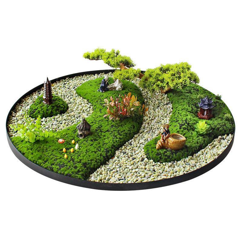 酒店桌餐桌80摆转盘中摆件大圆摆花微缩造景观装饰设创间意山水桌