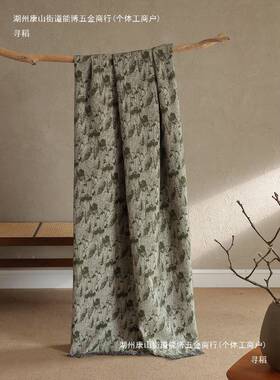 巾绿色中古复古t$*&%u+l酒店民宿搭软毯床尾别墅装风装饰毯