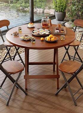 UJS阳折叠小圆桌餐桌家用户小型吃可折叠饭桌子台小茶桌子户外矮