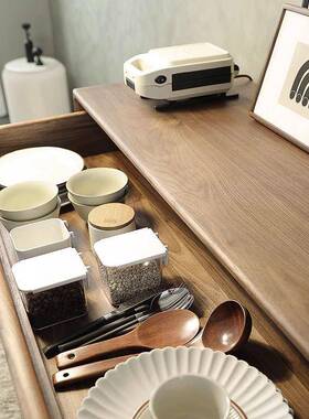 北美黑KLI胡实桃木餐边柜日式木收橱柜储物简约纳多功能酒柜茶水