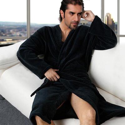 割纯棉浴绒袍巾料情侣睡袍男女秋冬纯棉加厚士酒店毛UIQ浴衣