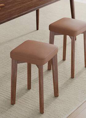 轻奢实木凳客化厅餐33534桌凳中式摞高板家用妆凳可放网红凳布艺