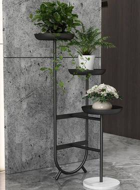 现代奢室内客厅地装54545饰花架阳简约绿萝兰多层落花台盆铁艺置