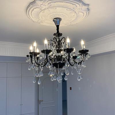 黑色蜡烛灯复法式厅古吊灯水晶房灯间主灯欧式高端大大气餐PPB厅