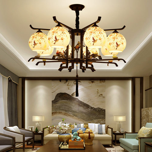 新中式吊灯客厅卧室别墅大吊灯中国风简约现代大气创意小鸟吊灯具