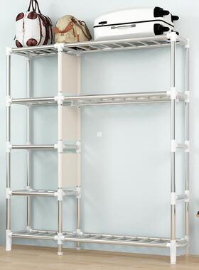 简衣柜房家用卧易室出租用结实用布组装简ONB约现代全钢架衣耐橱