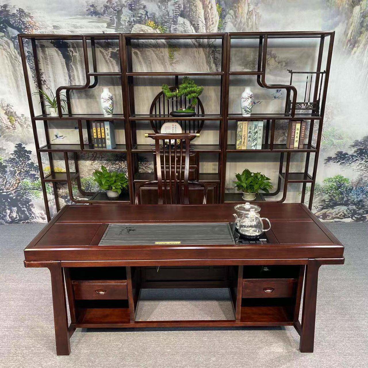 新式茶桌椅台组合实木茶办公室茶几茶具实YUY套中装一体泡茶桌全