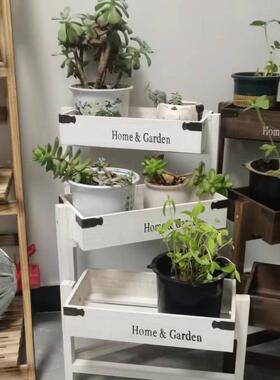 伸缩花架意折创叠NEA子三层小花架拐角花架多肉花盆架多复古实木