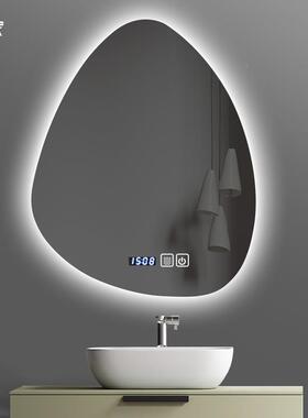 创意水滴异形浴室智能镜子卫梳生间洗漱台妆镜ed灯发DIJ触摸l防光