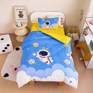 4C幼儿园被子三件宝套纯含芯六七件套卡通被褥可E拆洗宝棉午WEL休
