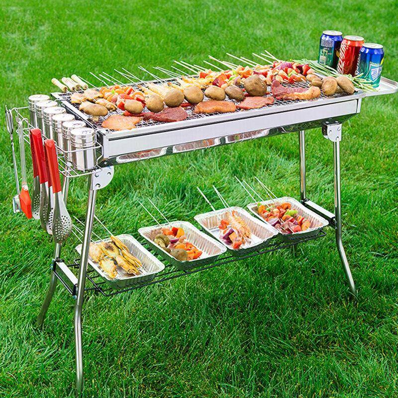 户外炉子无烟架927烤碳烤肉不锈钢烤架便烧烤炉家用木串炭烧烤折