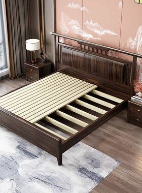 新中式乌金木实木双床主卧室人床LEG1奢.8米轻储物现大床代简约婚