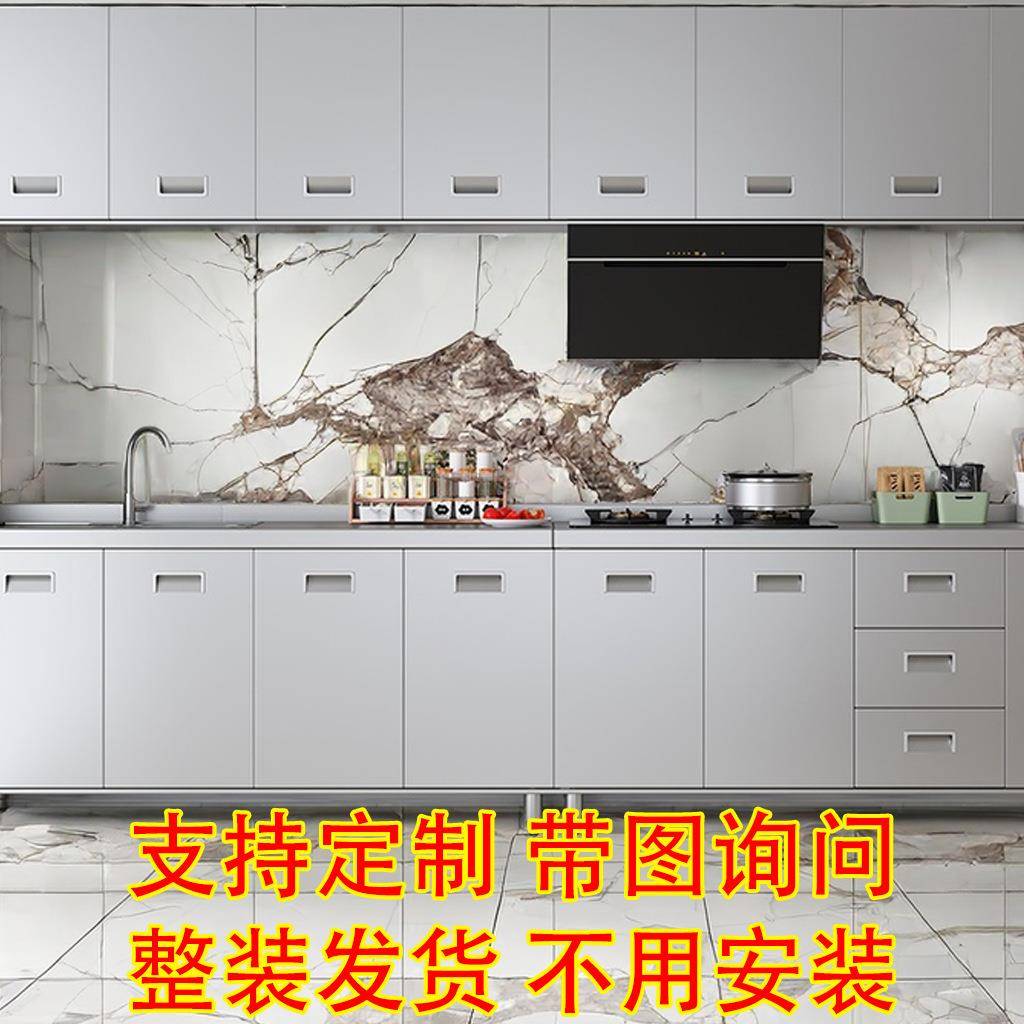 30不锈厨房灶钢台一整套橱VUZ柜耐碗柜加4厚出租屋家用橱柜用