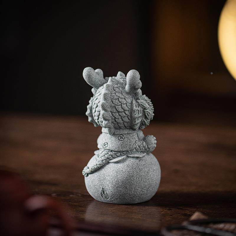 创意青纱石缸万事兴隆可茶宠居桌面摆件吉祥66666物鱼盆景爱观家