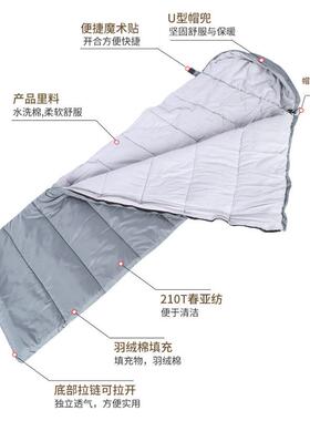 情侣睡袋户外ZTQ睡冬季袋隔脏睡袋大人通露营袋野营睡四季用款睡