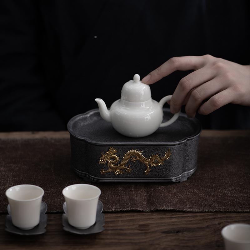 即圆纯老壶复古日式茶具泡台干锡茶盘986建水养壶茶承托承盘壶垫