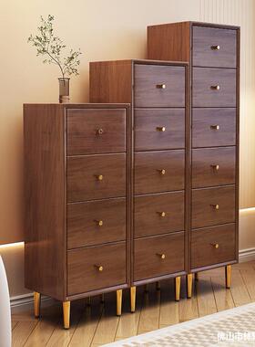 实木5五斗柜原木JOK风小缝型窄夹收纳抽柜多层6屉柜室储物卧立柜