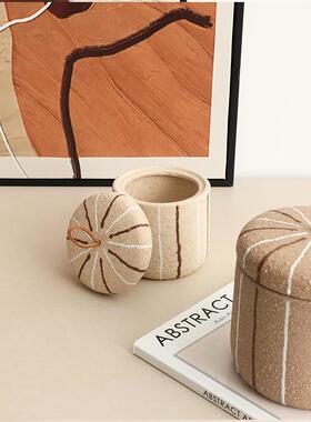 新中TJZ式寂创意手粗砂陶瓷装饰罐民绘宿侘展厅餐边柜装收纳饰瓶