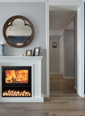 烧壁炉真板火燃木家用取暖炉代钢嵌XN-095S入式柴取暖壁炉自建民