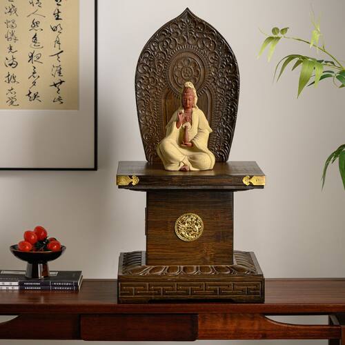 佛像底座家用观音菩萨莲花供座台室内供佛财神爷增高加高神像底座