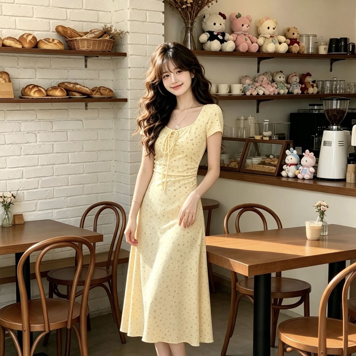 夏季纯欲风修身碎花甜美收腰显瘦气质2026盛夏连衣裙方领短袖裙子