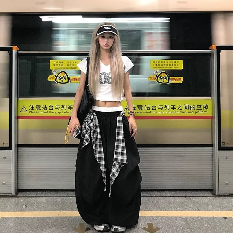 好质量美式嘻哈街舞叠穿可拆卸阔腿裤男女宽松垂感休闲拖地长裤潮