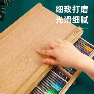 蒙玛特木质层桌面画纳材收箱画架手提式 3笔抽屉铅656素描工具箱