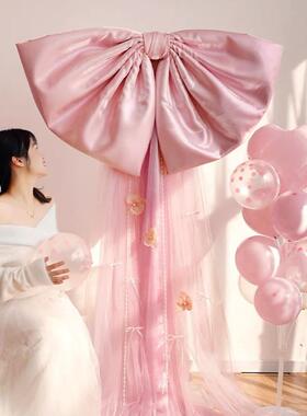 超大缎面蝴蝶结婚房置布结婚订婚敬晨茶袍拍摄装饰氛围背景201870