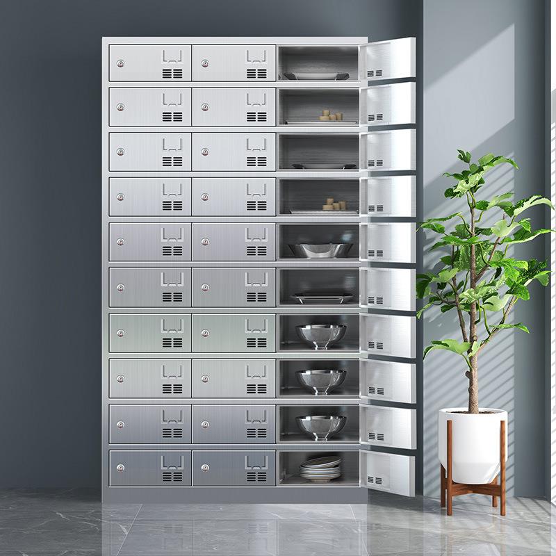 34不锈碗钢柜工厂门学校食堂多餐盘柜餐具带锁存放收YM-004纳柜0