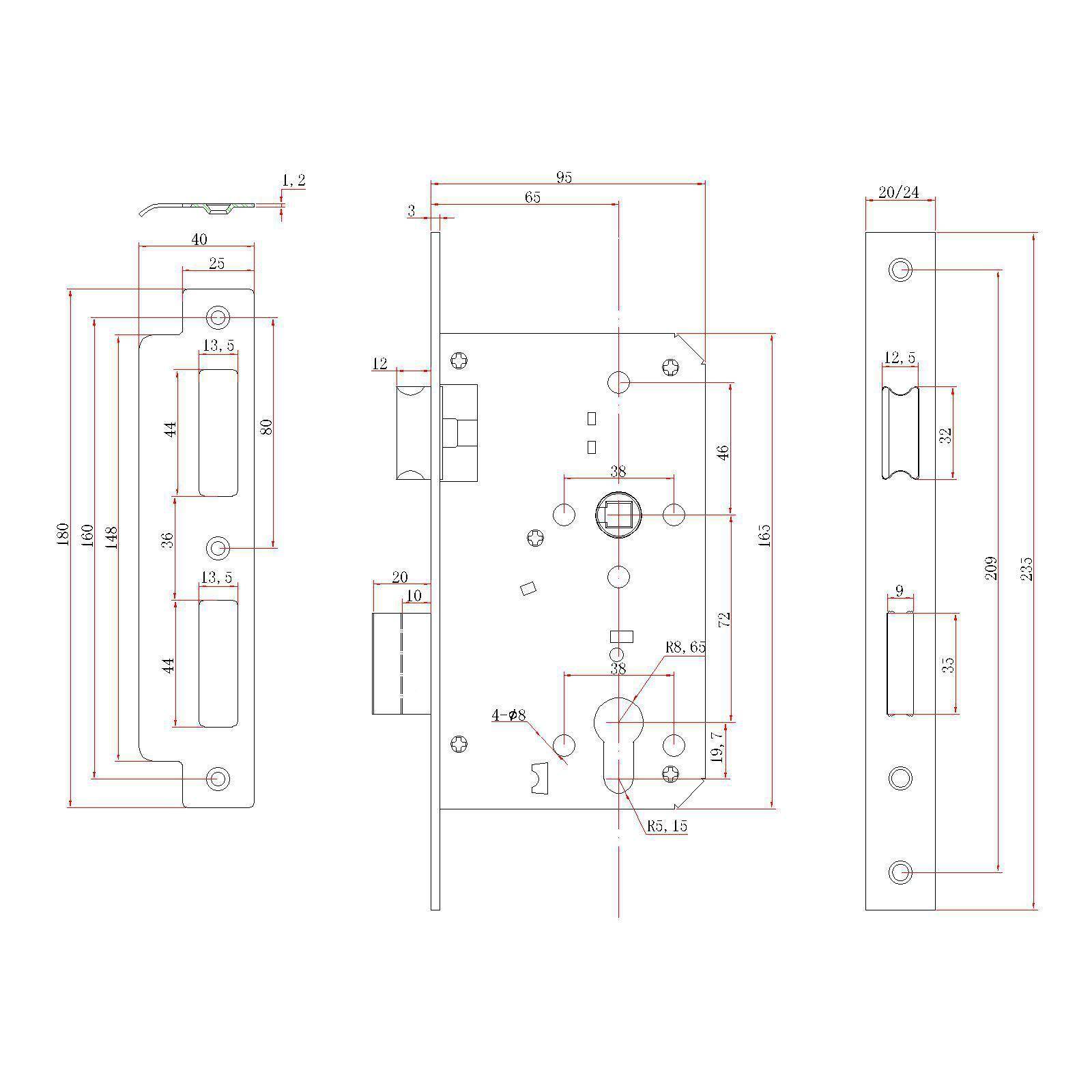 替代霍曼防火门7265的体修锁体FN812507255不锈锁钢维锁体