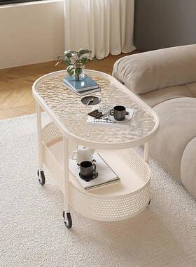 边化玻璃可移动沙发边几柜钢简约床头侧边柜小茶车QEN几小推一件