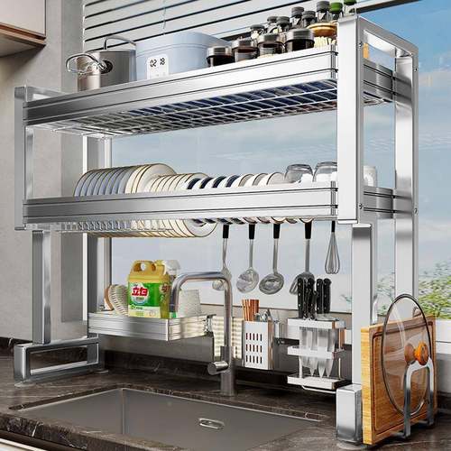 厨房洗水置物不锈钢多功SCJ-8102能架收纳碗池上方槽放碗盘碟沥水