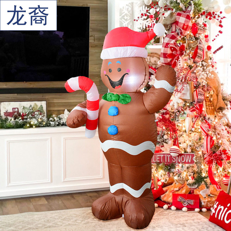圣诞节场景布置道具跨境充气姜饼人亚马逊圣诞装饰品气模派对气模