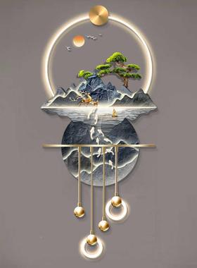 流水生财玄关D装饰山MY-11200水高档立体LE壁灯中画式新入户走廊