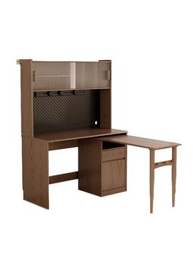 桌实木旋转书书架一33052体折叠家用拐书学生卧室转柜角办公电角