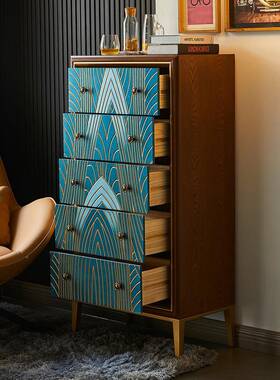 柜美式式五斗实木抽屉卧室储收物纳IBT柜子客厅欧式装饰轻奢斗柜